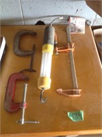 C clamps, pole clamp and light