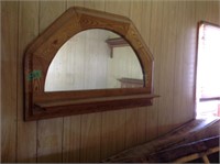 Half circle wood  framed mirror