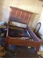 vintage high-back bed, 56x81.5x56" tall, water