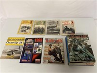 Books about planes, tanks, and military.