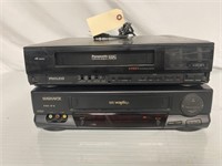 Two VHS players. One Panasonic one Magnavox.