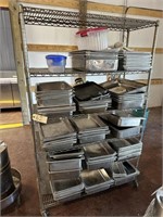 Rolling Shelf with assorted baking & serving pans