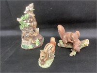 Chipmunks and Squirrel Figurines