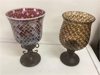 2 Glass Mosaic Vases/Candle Holders