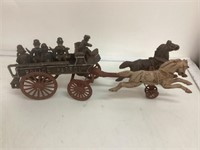19" Long Cast Iron Police Patrol & Horses Toy