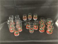 Collection of Matching Christmas Glass Ware
