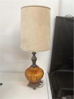 Mid Century Hollywood Regency Amber Glass Lamp
