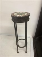 15" Tall Metal Plant Stand with Stain Glass Top