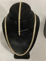 24 Inch Gold Plated Italian Necklace and 8 Inch