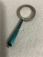 Silver and enamel magnifying glass