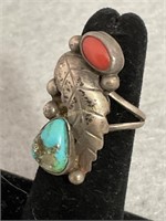 Sterling Silver Turquoise and Coral