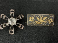Brooches, Siam style bar and daisy