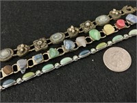 Polished stone bracelets, one antique