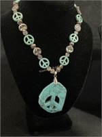 Turquoise howlite peace necklace