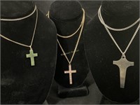 Crosses on long chains, jade look
