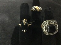 Black stone and enamel rings