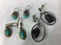 Howlite turquoise and black dangle earrings