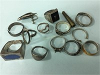 Damaged stamped sterling silver rings etc.
