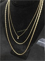 3 gold plate chains, 23, 18 and 16 inch