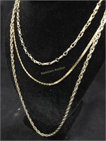 14, 17, 24 inch gold plated chains necklaces