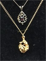 Gold plate necklaces, 15 and 17 inch