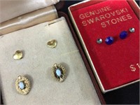 Gold plate and Swarovski earrings, need resetting