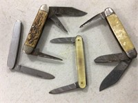 Pocket knives, pearlized and bone look handles