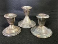 Lot of Three Individual sterling Silver  Candle