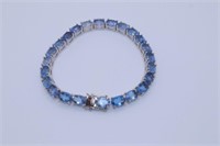 7" BLUE TOPAZ STERLING SILVER BRACELET - 16.8 G