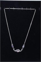 16" AMETHYST STERLING SILVER NECKLACE -- 9.8 GRAMS