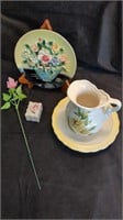 Japan -Floral pitcher, bowl, trinket dish - ZE