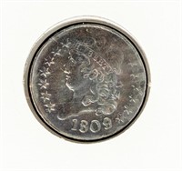 Coin 1809/6 Classic Head Half Cent, AU+