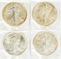 Coin 4 Silver Eagles, 1987 to 1990, BU