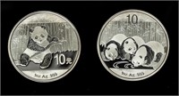 Coin 2013 & 2014 China Panda, Proof Silver Rounds
