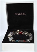 Pandora 21  Sterling Charms Bracelet With Box