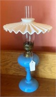 French Blue Milk Glass Lamp