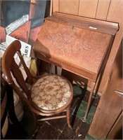 Antique Drop-Front Desk and Chair