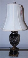 Bohemian ruby cut to clear font table lamp with
