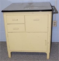 Vintage three drawer one door enamel top