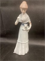 Porcelain Cascades 11.5" Tall Lady with Cat