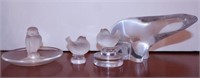 (3) Signed Lalique France figural frosted bird