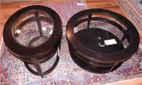 2pc Black lacquer finish glasstop living room