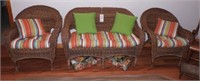 Synthetic wicker 3pc patio set to include settee