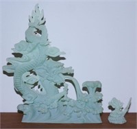 Faux jadeite resin molded dragon figurine