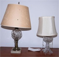 (2) Early American Pattern glass table lamps