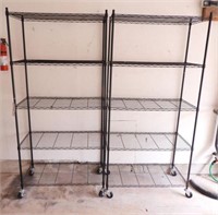 (2) five tier dry storage racks on castors