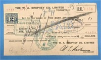 1931 Bank Of Toronto CERTIFIED Cheque