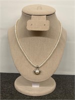 Pearl Necklace with Heart Pendant