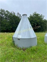 Large galvanized grain silo cone 7' wide 10' tall