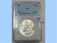 1899-S Silver Morgan Dollar, NNC MS64